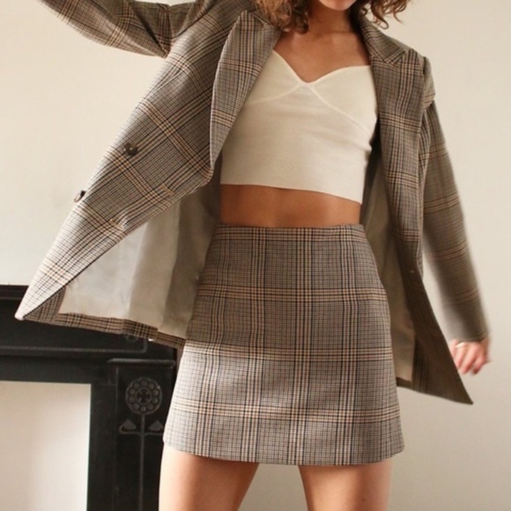 Wilfred Aritzia Plaid Print Classic Mini Skirt
